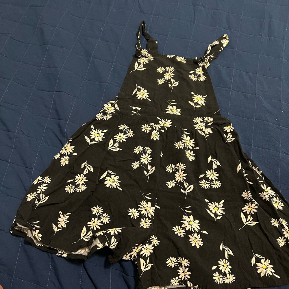 Art Class Floral Black Dress with Yellow and White Accents